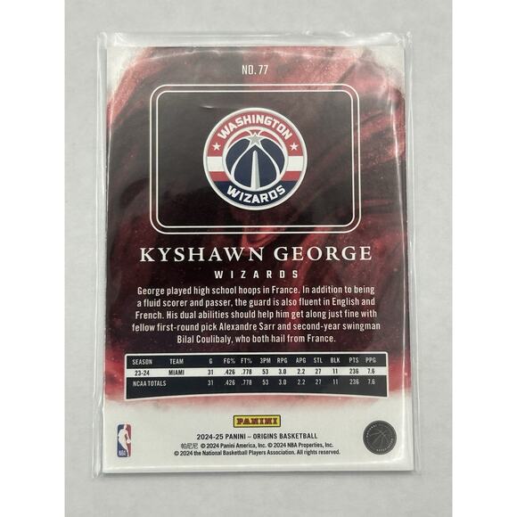 2024-25 Panini Origins Kyshawn George RC BLUE /99 Washington Wizards #77 - Picture 2 of 2